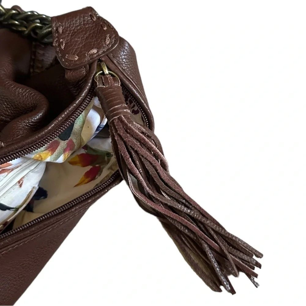 Carlos Falchi Chocolate Brown Leather Hobo with Braided Strap
